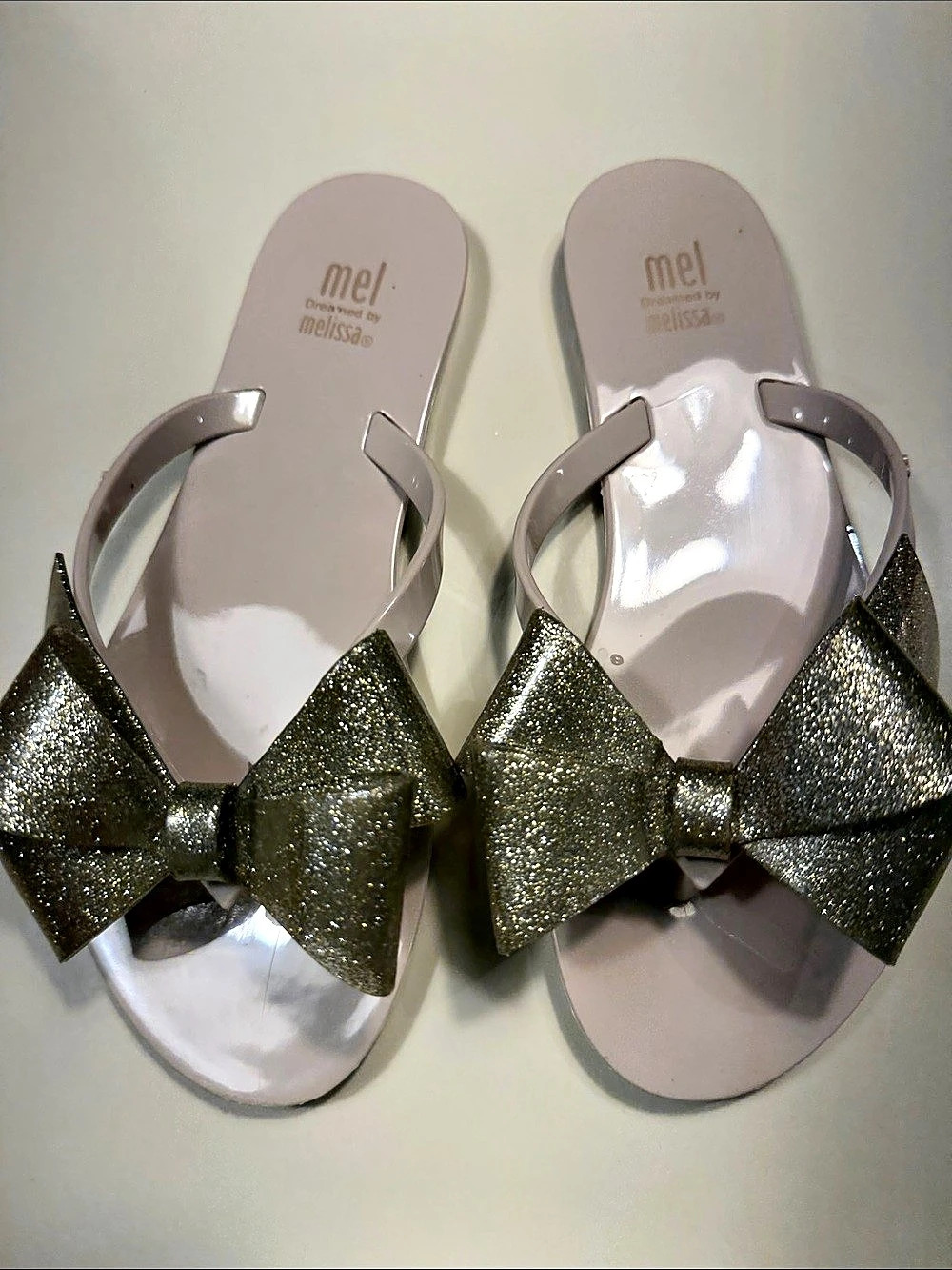 Melissa Glitter Bow Flat Sandals